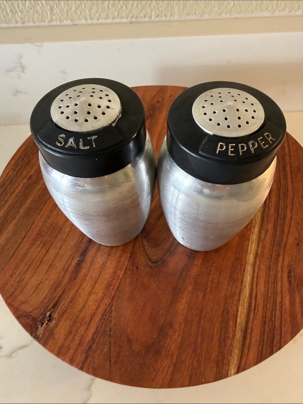 Mid Century Modern Aluminum Salt and Pepper Shakers